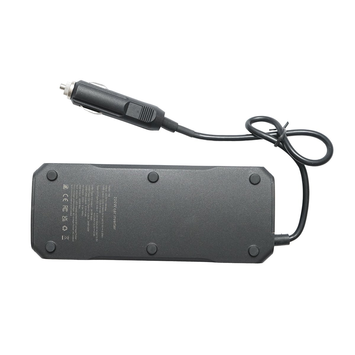 Invertor tensiune 12V-220V 200W, display digital LED, unda sinusoidala modificata, port USB, USB-C, iesire AC pentru laptop, telefon, frigider auto